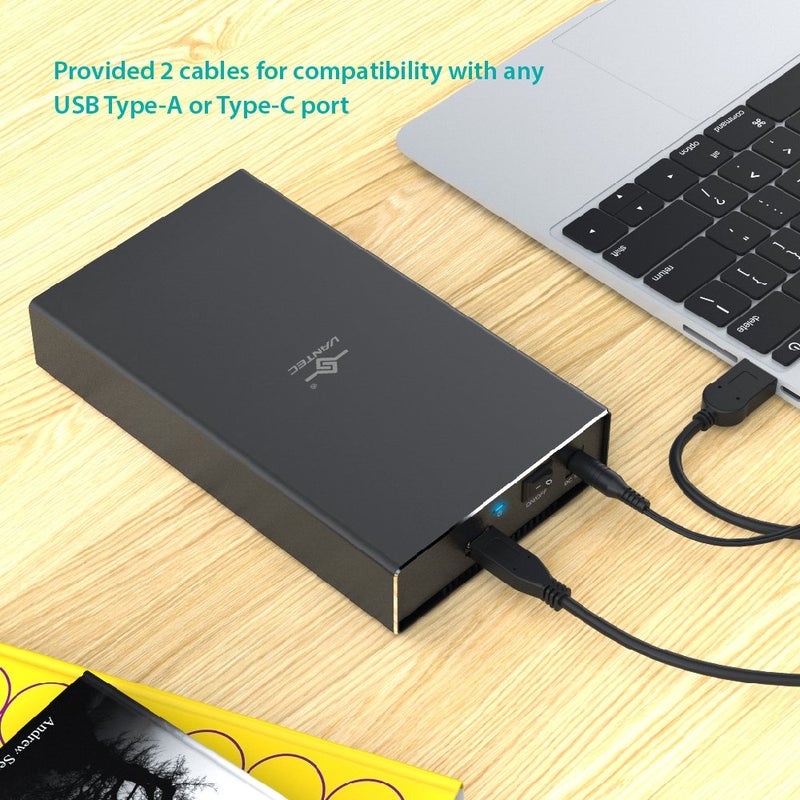 Vantec NST-371C31-BK NexStar Gx USB 3.1 Gen 2 Type-C 3.5" Sata HDD/SSD Enclosure, Comes with C to C and C to A Cable, Aluminum Casing, Black - Image 3